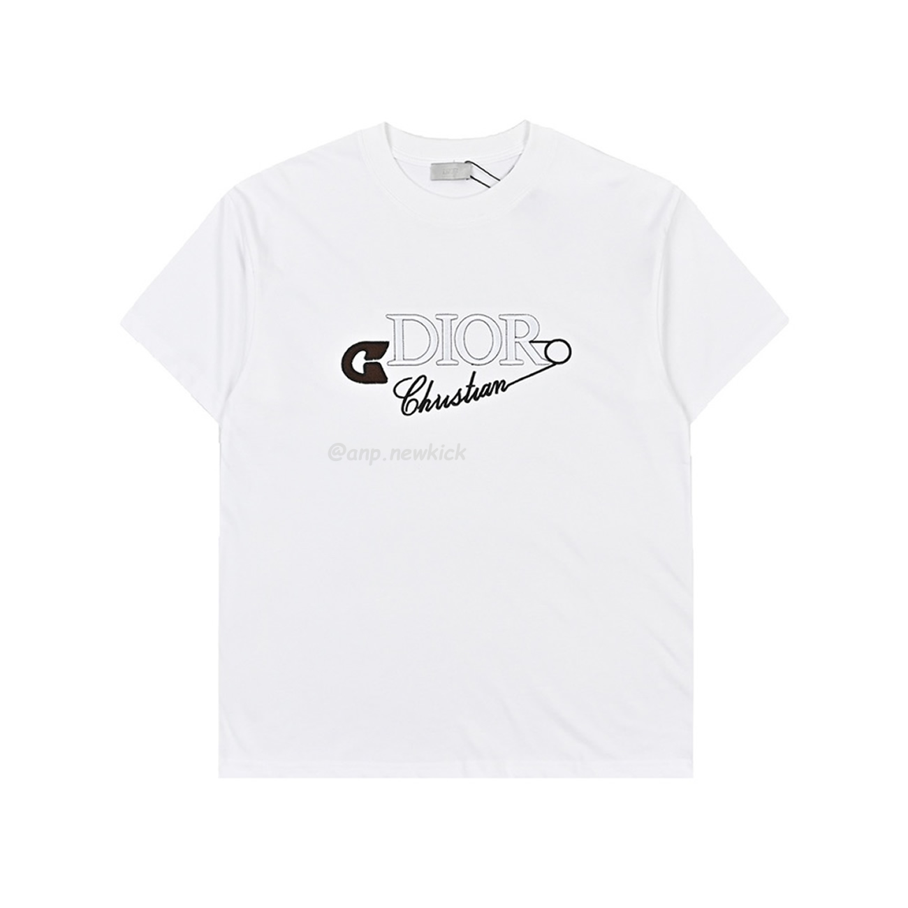 Dior 24ss Pin Logo Contrasting Embroidered Short Sleeved T Shirt (2) - newkick.app